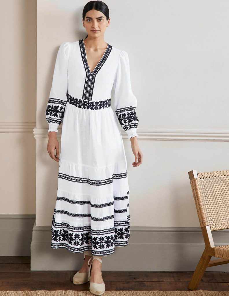 blue and white Boden dress