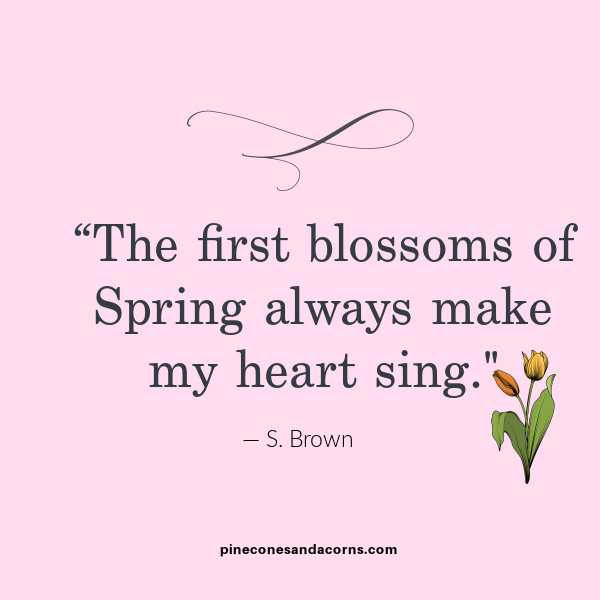 Quote “The first blossoms of Spring always make my heart sing. S. Brown