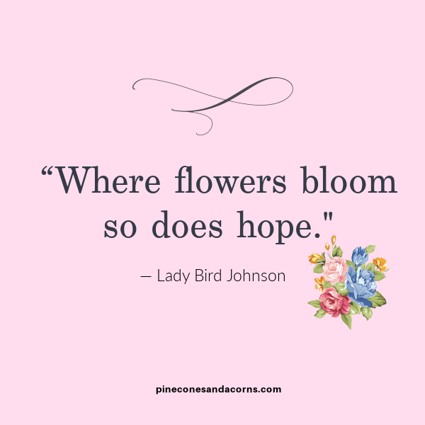 Spring Quotes Where flowers bloom so does hope Lady bird Johnson