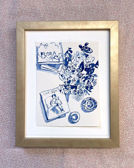 Blue and white Watercolor Elizabeth Floyd