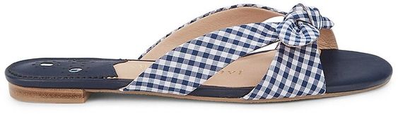 Blue and white gingham sandals