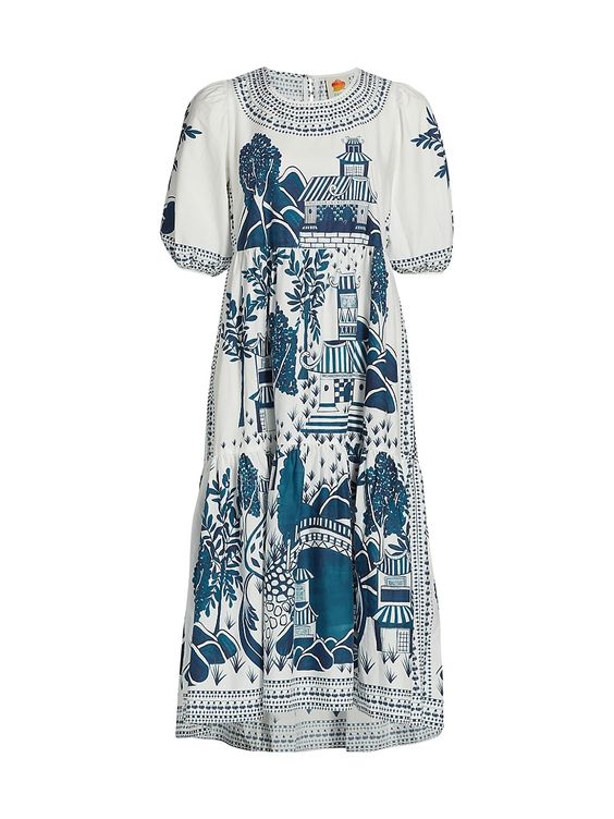 blue and white farm rio dress