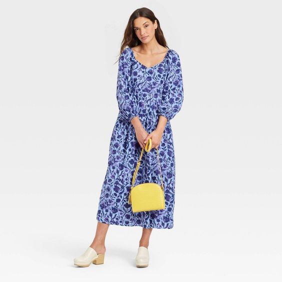 Target Blue Balloon Sleeve Dress