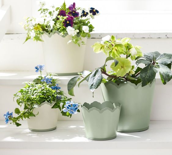 Julia Berolzheimer Lily Scalloped Metal Tole Planters