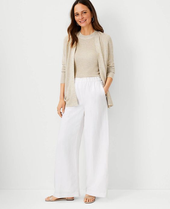white linen palazzo pants