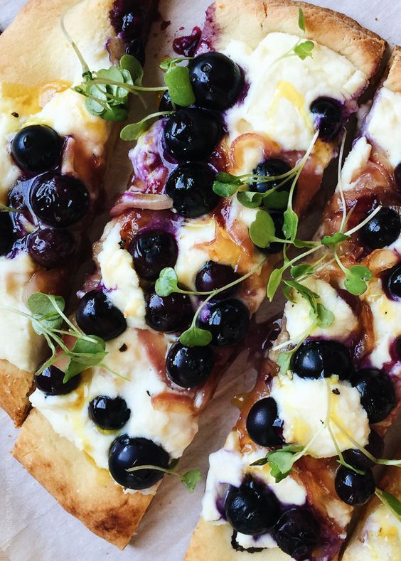 Friday Favorites Blueberry, Feta and Honey-Caramelized Onion Naan Pizza