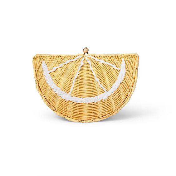weekend meanderings lemon rattan handbag