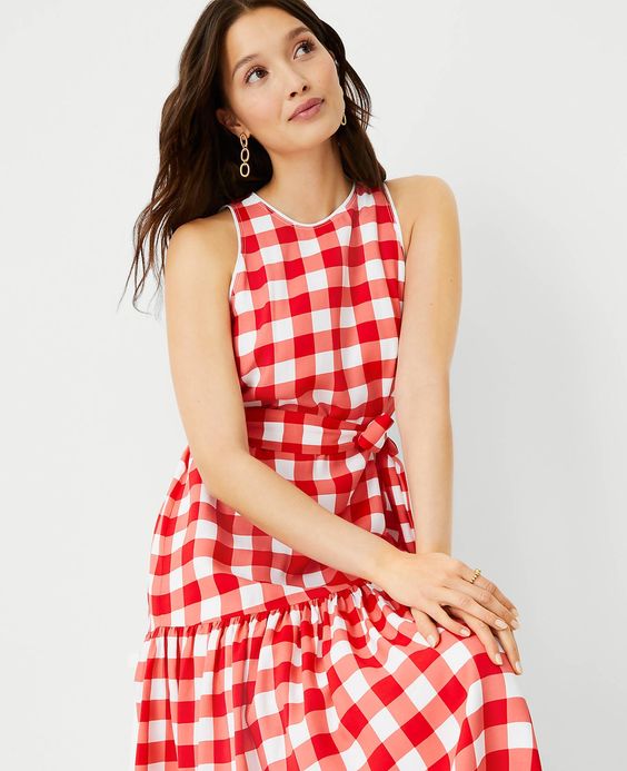 red and white gingham dress