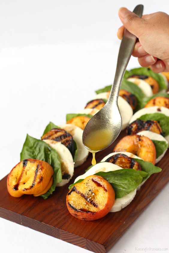 Friday Favorites GRILLED PEACH CAPRESE SALAD WITH KEY LIME VINAIGRETTE
