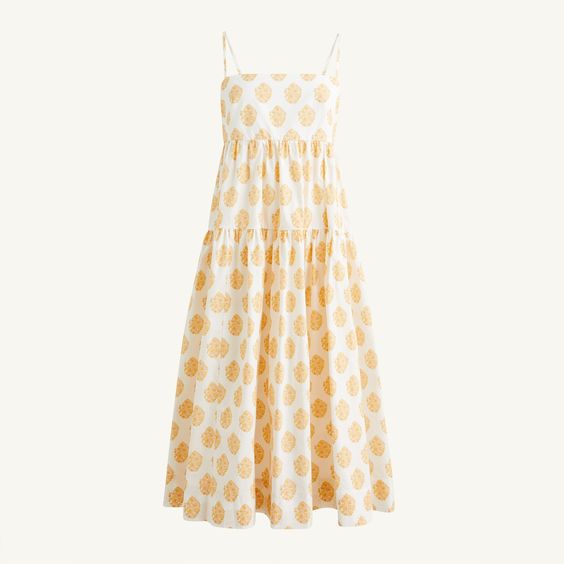 J Crew block print yellow dress