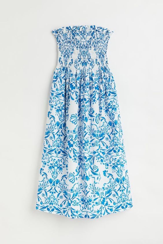 blue and white dress