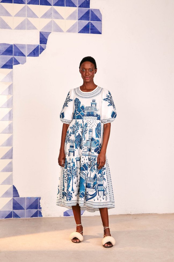 Blue and white Farm Rio Dress