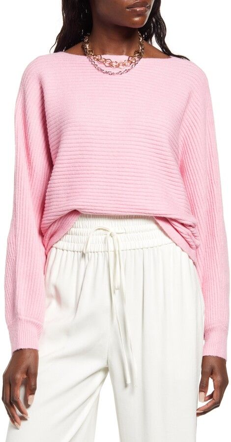 pink dolman sleeve sweater