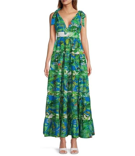 green and blue dress