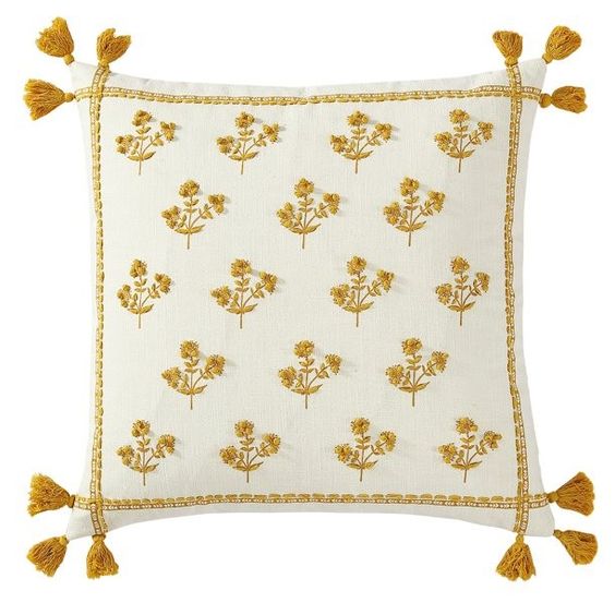Weekend meanderings Walmart pillow yellow and white with flowers