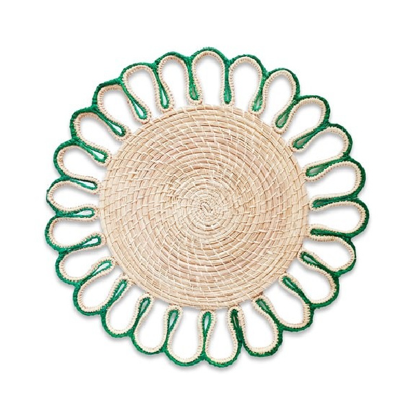 green scalloped placemats
