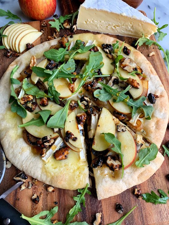 Loaded Hot Honey, Apple and Brie Pizza!
