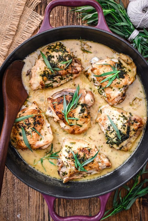 Friday Favorites Creamy French Chicken Tarragon (Poulet à l’Estragon)
