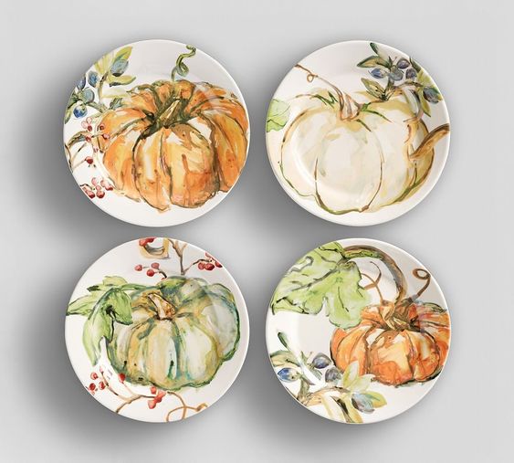 cosy fall finds pottery barn pumpkin plates