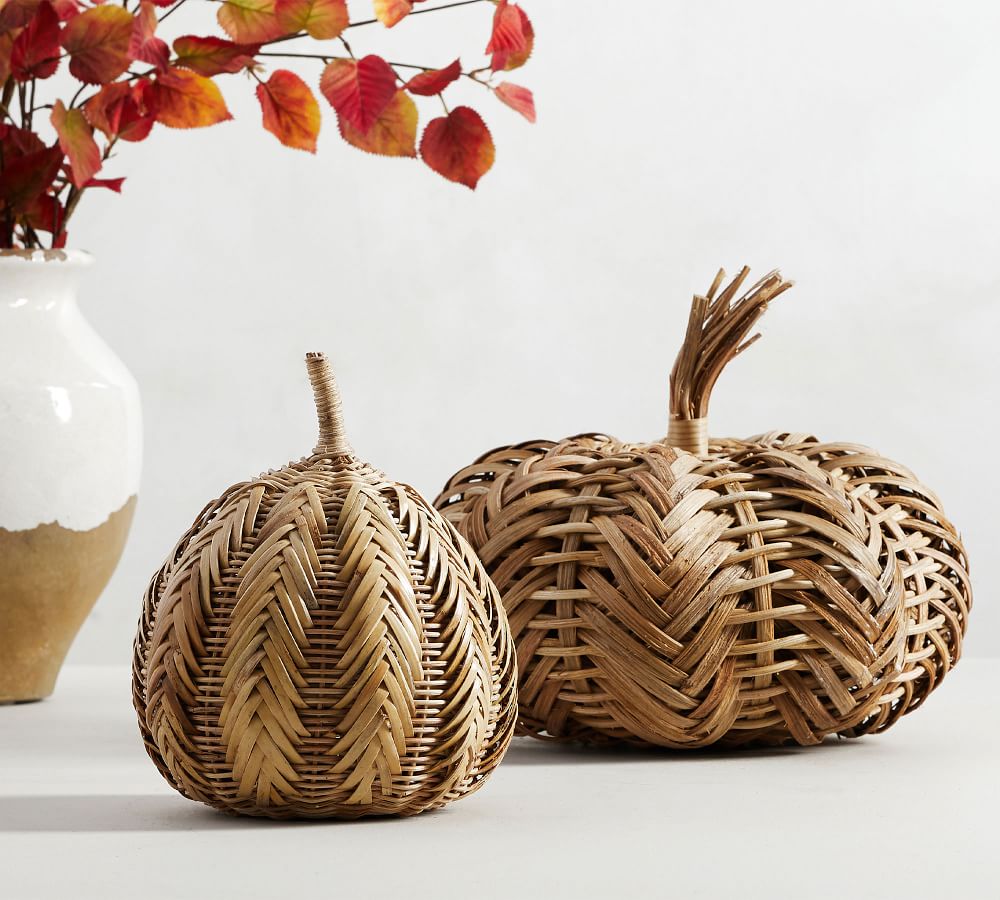 handwoven rattan pumpkins