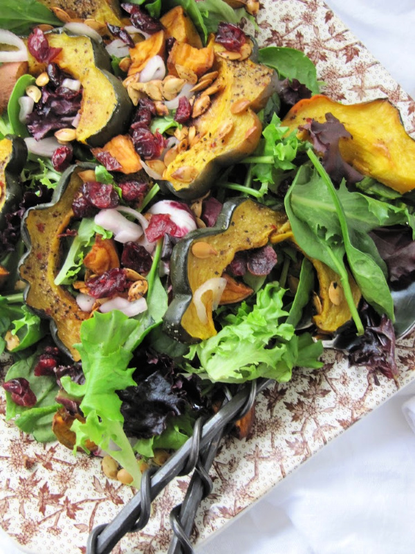 Acorn-squash-salad on a platter. 
