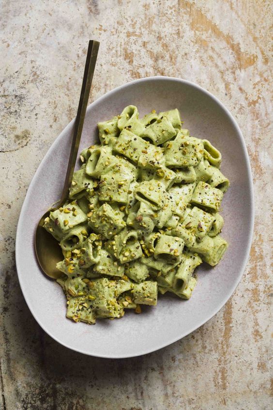 friday favorites 499 RIGATONI WITH PISTACHIO, RICOTTA AND HERB PESTO