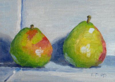 weekend meanderings painting of two pears