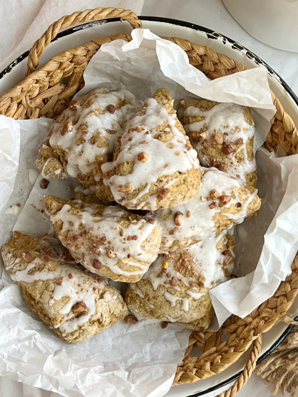pumpkin scones in a basket