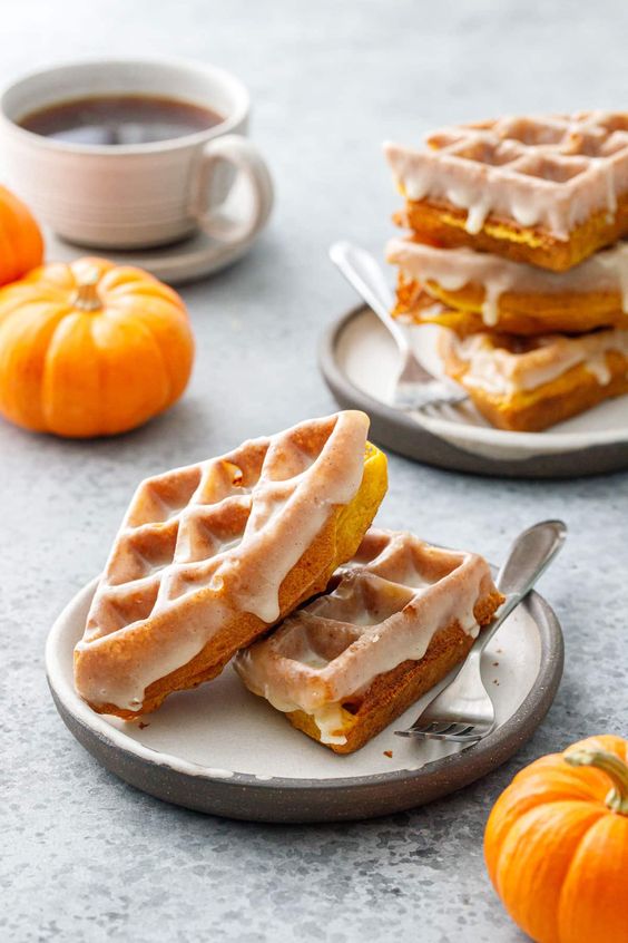 Pumpkin donut waffles