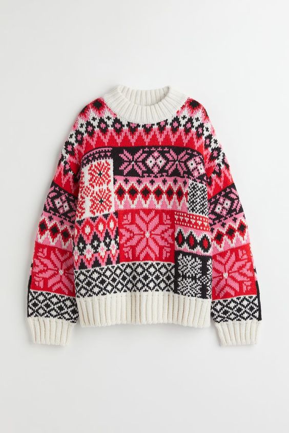 jacquard knit snowflake sweater