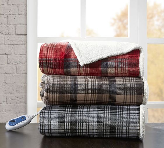 throws plaid heating blanket throws