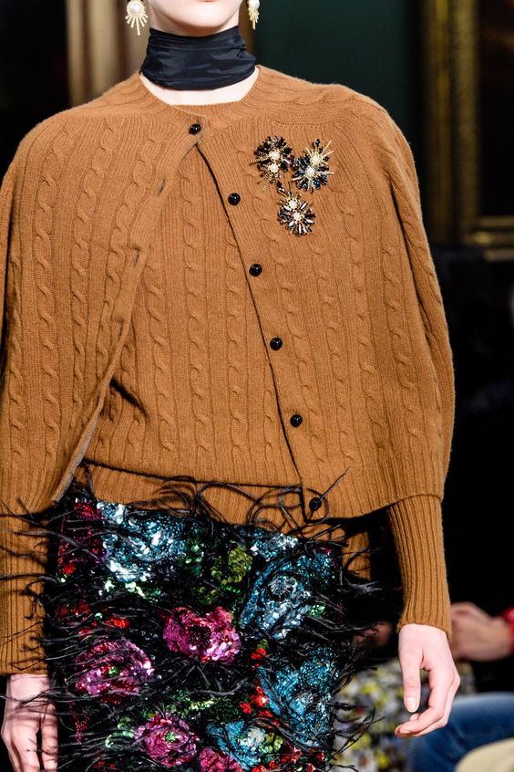 weekend meanderings woman in a sweater twinset and skirt
