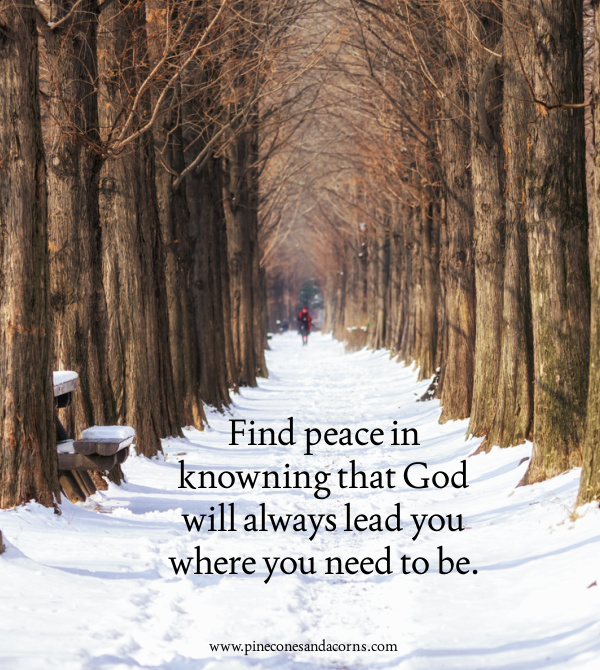 Quote Find Peace in Knowing that god will lead you where you need to be.