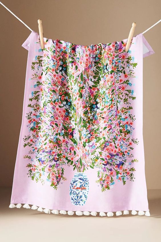 colorful flower tea towel.