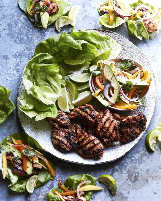 Chipotle Chicken Lettuce Wraps in a white plate. 