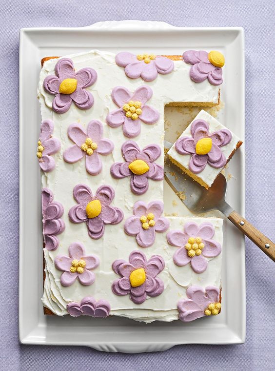 White Cake with pink and yellow flowers