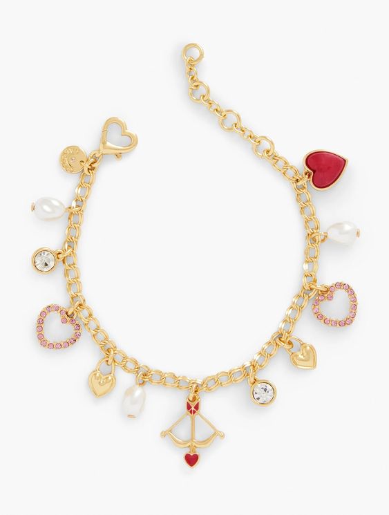 heart bracelet with charms.