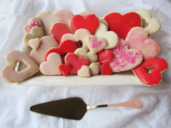 Heart shaped sugar cookies with icing. 10 Easy Valentine's Day Desserts.