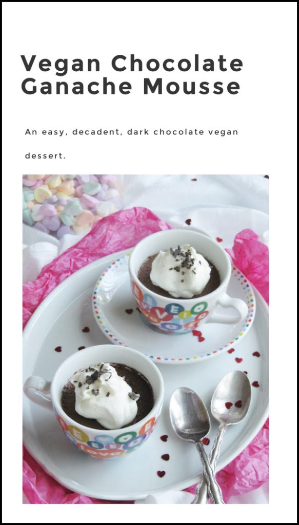 Vegan chocolate ganache mousse in two cups. 