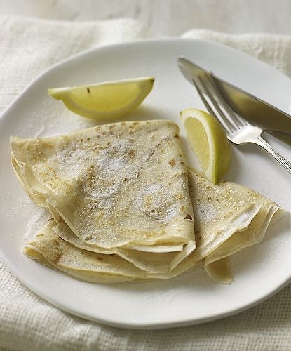 English Pancakes with lemon and sugar.