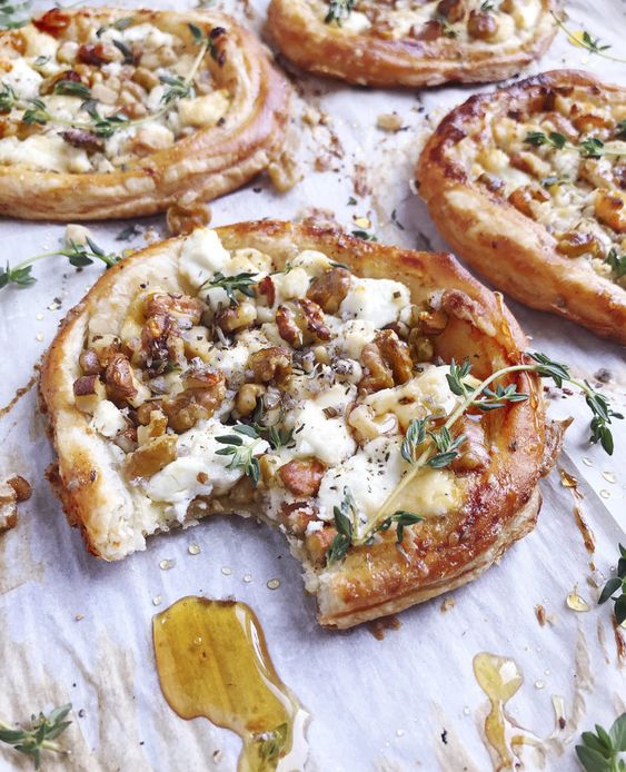 Friday Favorites, Goat Cheese Walnut Tarts with honey. 
