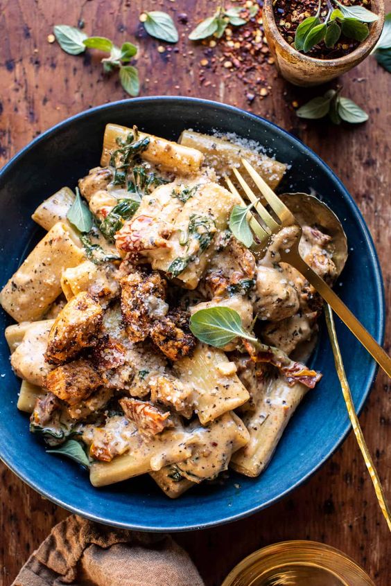 Sun dried tomato pasta pinecones and acorns