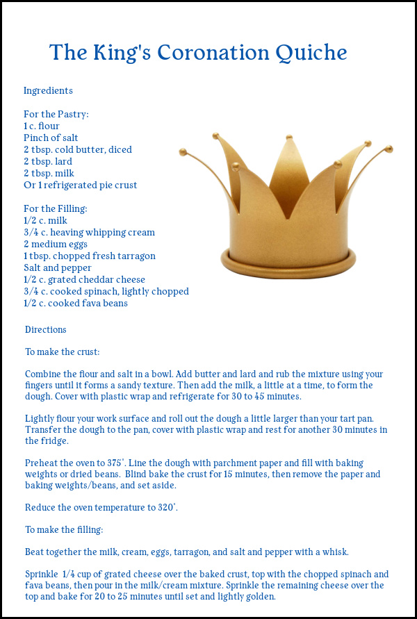 King Charles Coronation Quiche recipe.