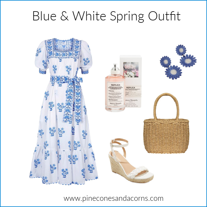 Monday musings Blue and white spring dress collage.