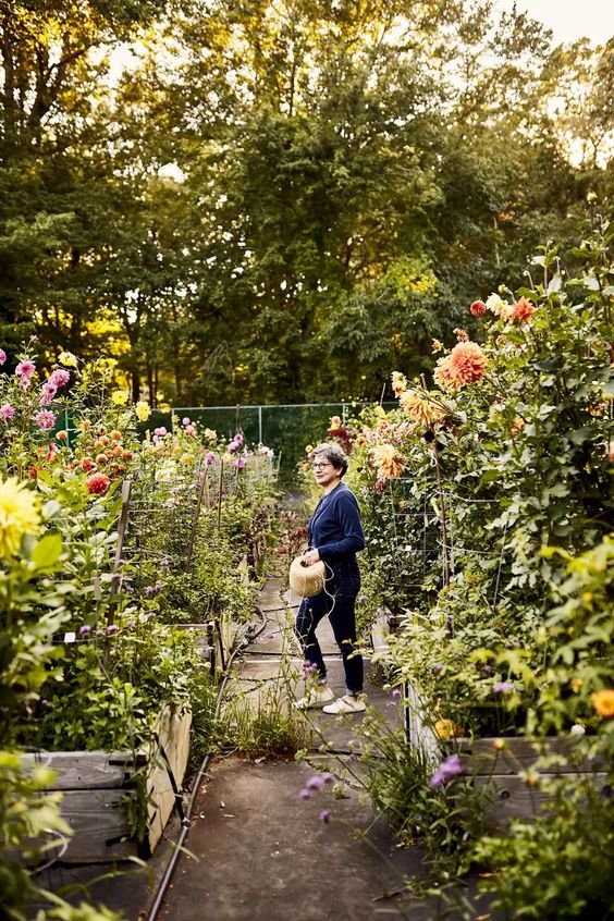 woman standing a garden. 