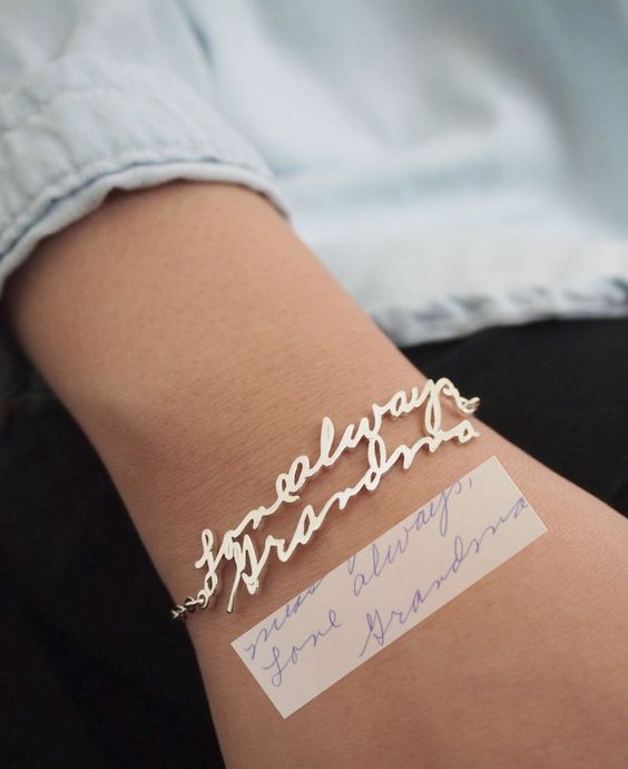 Mother's Day Gifts Ideas Custom handwriting bracelet. 