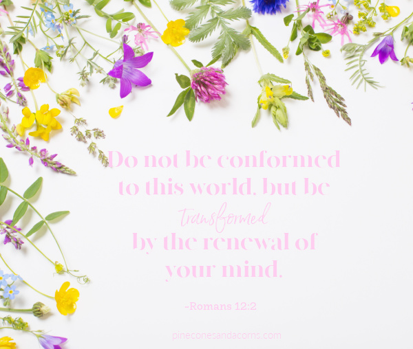 Do not be conformed to this world, but be transformed by the renewal of your mind. - Romans 12:2.
