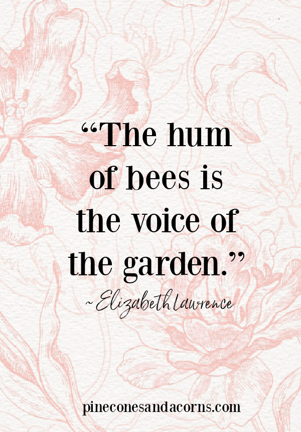 Quote the hum of bees is the voice of the garden Elizabeth Lawrence.