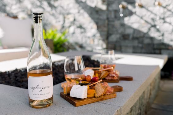 charcuterie boards and wine.