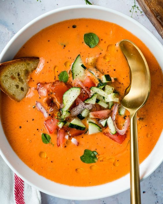 a bowl of gazpacho. 